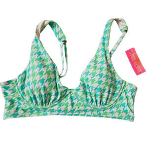 Ninety-Nine Womens Pink Green Underwire Long Line Swimsuit Top Size XXL (19)